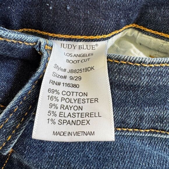 Judy Blue Distressed DK Bootcut Jeans Classic Blue Women's Jeans - Picture 4 of 10